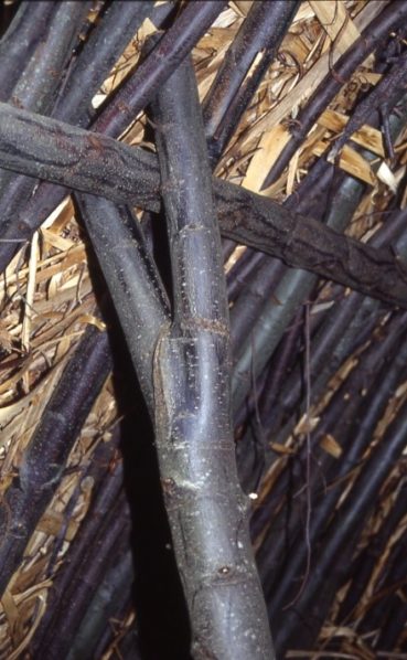 Lampe sur pied en bambou et abat-jour lin écologique ANDES (naturel, bleu  jeans)